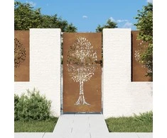 Sodo vartai, 85x200cm, corten plienas, medžio dizaino