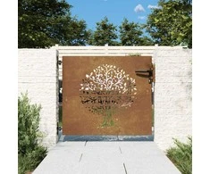 Sodo vartai, 85x75 cm, Corten plienas, medžio raštas