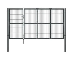 Sodo vartai su stulpais, antracito sp., 350x140 cm, plienas