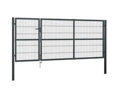 Sodo vartai su stulpais, antracito sp., 350x120 cm, plienas