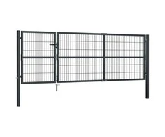 Sodo vartai su stulpais, antracito sp., 350x100 cm, plienas