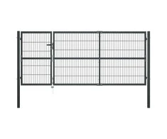 Sodo vartai su stulpais, antracito sp., 350x120 cm, plienas