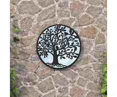 Sodo veidrodis, juodos spalvos, 40x2,5cm, geležis, apskritas