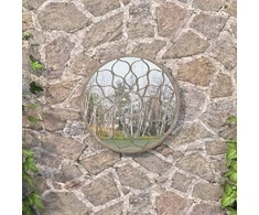 Sodo veidrodis, smėlio spalvos, 60x3cm, geležis, apskritas