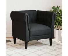 Fotelis Chesterfield krėslas, juodos spalvos, audinys