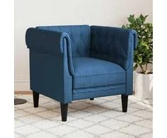 Fotelis Chesterfield krėslas, mėlynos spalvos, audinys