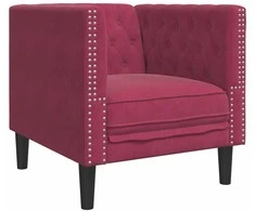 Fotelis Chesterfield krėslas, raudonojo vyno spalvos, aksomas