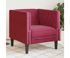 Fotelis Chesterfield krėslas, raudonojo vyno spalvos, aksomas
