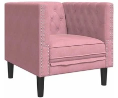 Fotelis Chesterfield krėslas, rožinės spalvos, aksomas