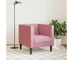 Fotelis Chesterfield krėslas, rožinės spalvos, aksomas