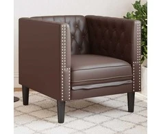 Fotelis Chesterfield krėslas, rudos spalvos, dirbtinė oda