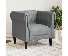 Sofa Chesterfield krėslas, šviesiai pilkos spalvos, audinys