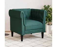 Sofa Chesterfield krėslas, tamsiai žalios spalvos, audinys