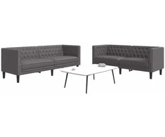 Sofa Chesterfield sofų komplektas, 2 dalių, pilkas, dirbtinė oda
