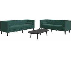 Sofa Chesterfield sofų komplektas su pagalvėlėmis, 2 dalių, žalia