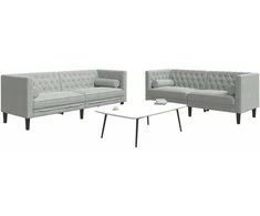 Sofa Chesterfield sofų komplektas su pagalvėlėmis, 2 dalių, pilka