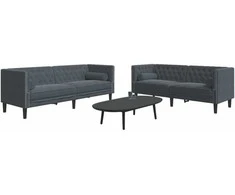 Sofa Chesterfield sofų komplektas su pagalvėlėmis, 2 dalių, pilka