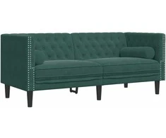 Sofa Chesterfield sofų komplektas su pagalvėlėmis, 2 dalių, žalia