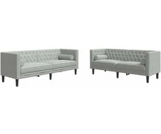 Sofa Chesterfield sofų komplektas su pagalvėlėmis, 2 dalių, pilka