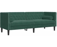Sofa Chesterfield sofų komplektas su pagalvėlėmis, 2 dalių, žalia