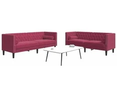 Sofa Chesterfield sofų komplektas su pagalvėlėmis, 2 dalių, raudona