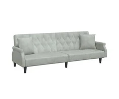 Sofa-lova su porankiais, šviesiai pilkos spalvos, aksomas