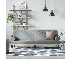 Sofa-lova su porankiais, šviesiai pilkos spalvos, audinys