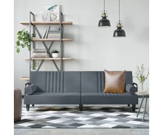 Sofa-lova su porankiais, tamsiai pilkos spalvos, aksomas