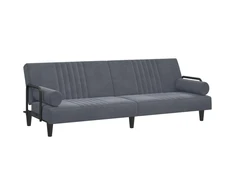 Sofa-lova su porankiais, tamsiai pilkos spalvos, aksomas