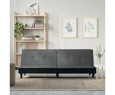 Sofa-lova, tamsiai pilkos spalvos, audinys
