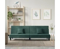 Sofa-lova, tamsiai žalios spalvos, aksomas