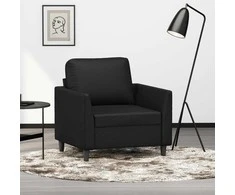 Sofa Krėslas, juodos spalvos, 60cm, dirbtinė oda