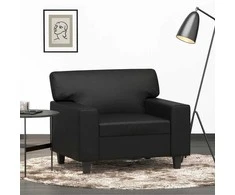 Fotelis Krėslas, juodos spalvos, 60cm, dirbtinė oda