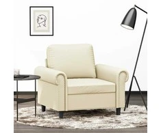 Fotelis Krėslas, kreminės spalvos, 60cm, dirbtinė oda