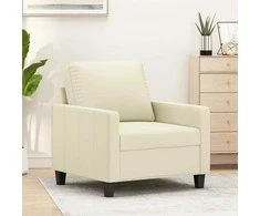 Sofa Krėslas, kreminės spalvos, 60cm, dirbtinė oda
