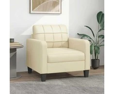 Sofa Krėslas, kreminės spalvos, 60cm, dirbtinė oda