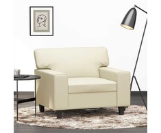Sofa Krėslas, kreminės spalvos, 60cm, dirbtinė oda