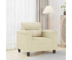 Fotelis Krėslas, kreminės spalvos, 60cm, dirbtinė oda