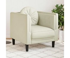 Sofa Krėslas su pagalvėle, kreminės spalvos, aksomas