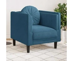Sofa Krėslas su pagalvėle, mėlynos spalvos, aksomas