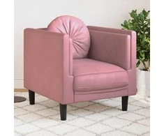 Sofa Krėslas su pagalvėle, rožinės spalvos, aksomas