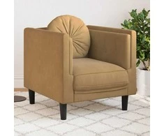 Sofa Krėslas su pagalvėle, rudos spalvos, dirbtinė versta oda