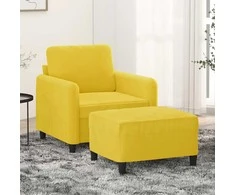 Sofa Krėslas su pakoja, geltonos spalvos, 60cm, aksomas