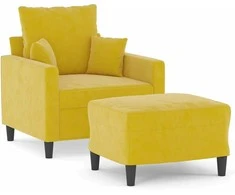 Sofa Krėslas su pakoja, geltonos spalvos, 60cm, aksomas