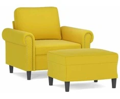 Sofa Krėslas su pakoja, geltonos spalvos, 60cm, aksomas