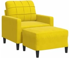 Sofa Krėslas su pakoja, geltonos spalvos, 60cm, aksomas