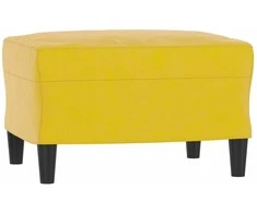 Sofa Krėslas su pakoja, geltonos spalvos, 60cm, aksomas