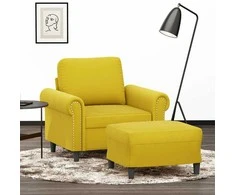 Sofa Krėslas su pakoja, geltonos spalvos, 60cm, aksomas