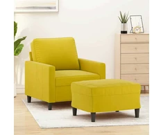 Sofa Krėslas su pakoja, geltonos spalvos, 60cm, aksomas