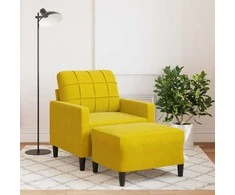 Sofa Krėslas su pakoja, geltonos spalvos, 60cm, aksomas